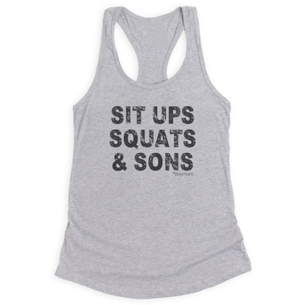 BoyMom SitUps, Squats & Sons Racerback Tank