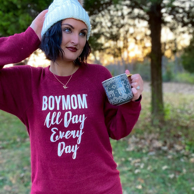 Boymom All Day Every Day Sweatshirt- Red Triblend