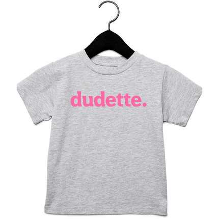 Toddler dudette. Pink on Grey Tee