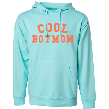 Cool Boymom Turquoise with Coral Hoodie