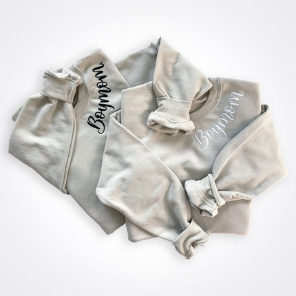 BoyMom Embroidered Collar Crew Sweatshirt