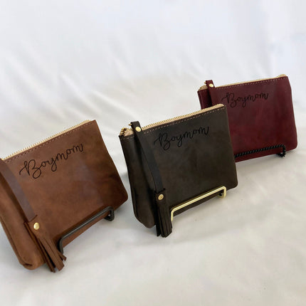 BoyMom Leather Pouch Script Small