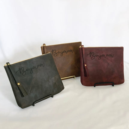 BoyMom Leather Pouch Script Large