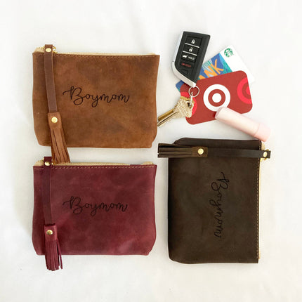 BoyMom Leather Pouch Script Small