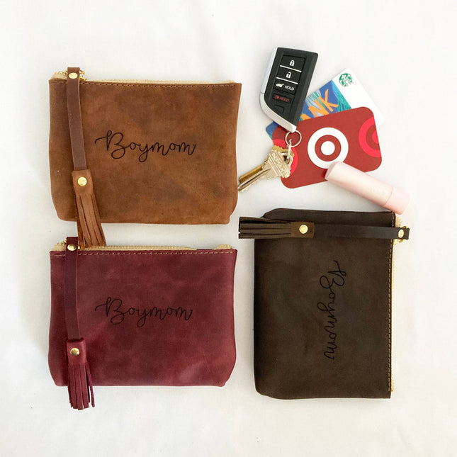 BoyMom Leather Pouch Script Small