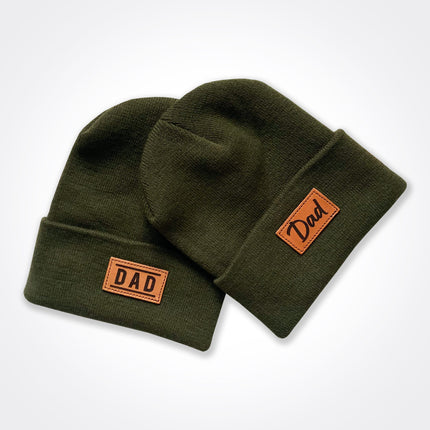 Dad Leather Patch Beanie
