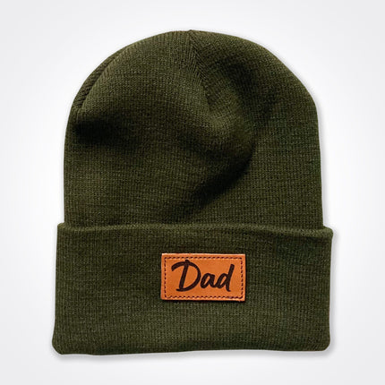 Dad Leather Patch Beanie