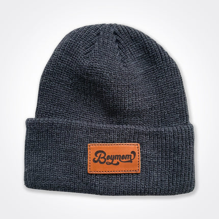 BoyMom Leather Patch Beanie