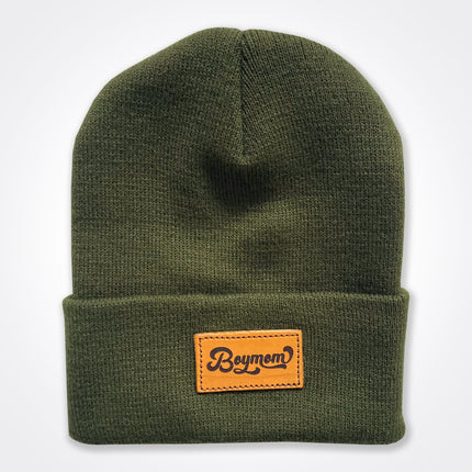 BoyMom Retro Leather Patch Beanie
