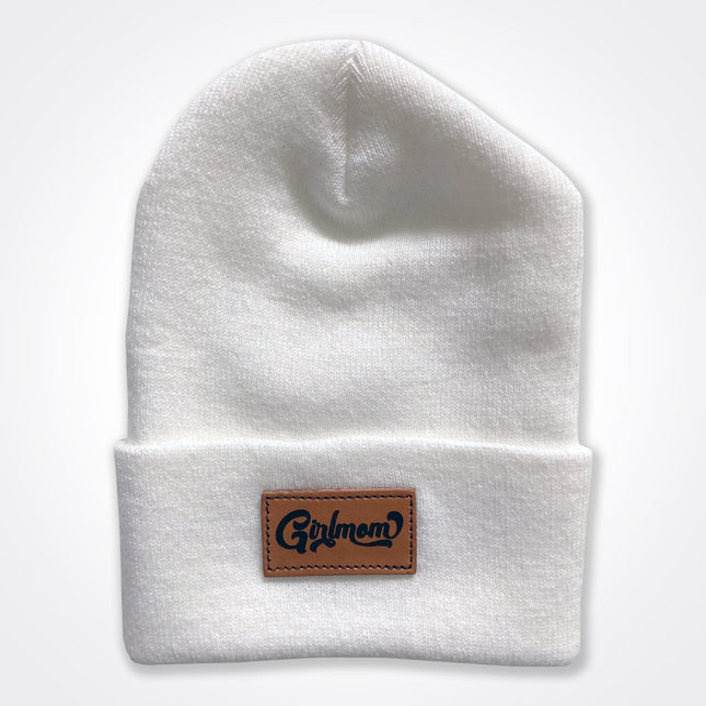 GirlMom Retro Leather Patch Beanie