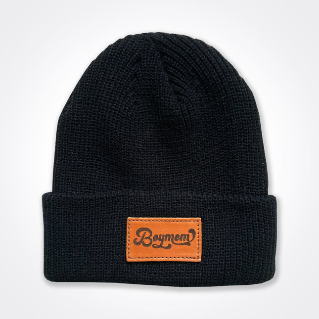 BoyMom Leather Patch Beanie