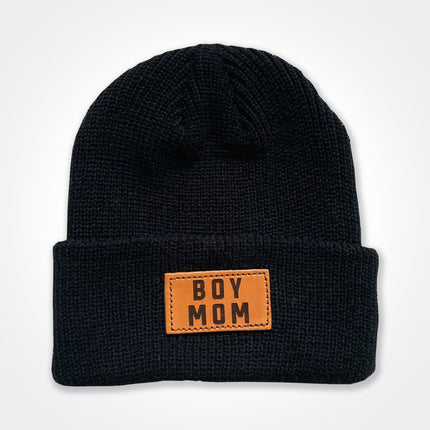 BoyMom Leather Patch Beanie