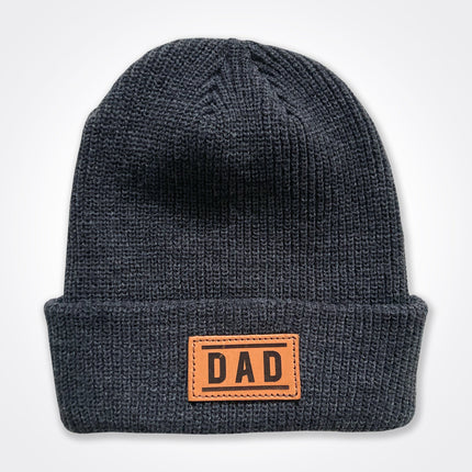 Dad Leather Patch Beanie