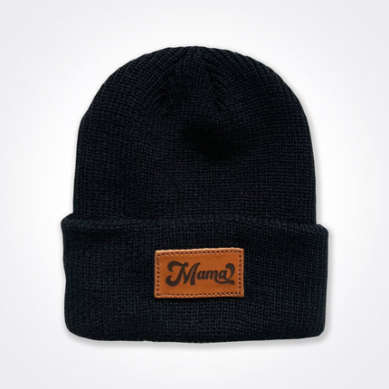 Mama Leather Patch Beanie