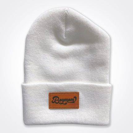 BoyMom Retro Leather Patch Beanie