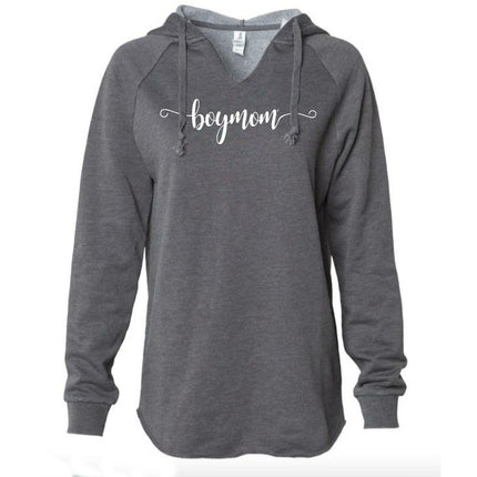BM Women's Cut Shadow Grey Hooded Pullover