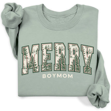 BoyMom Merry Vintage Trees Sweatshirt