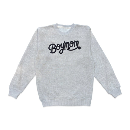 Boy Mom® Puff Embroidered Crewneck Sweatshirt in Textured Latte