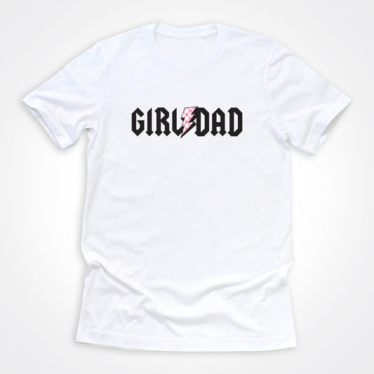 GirlDad Pink Checkered Bolt Tee