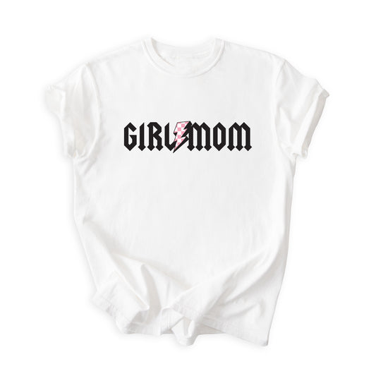 GirlMom Pink Checkered Bolt Tee