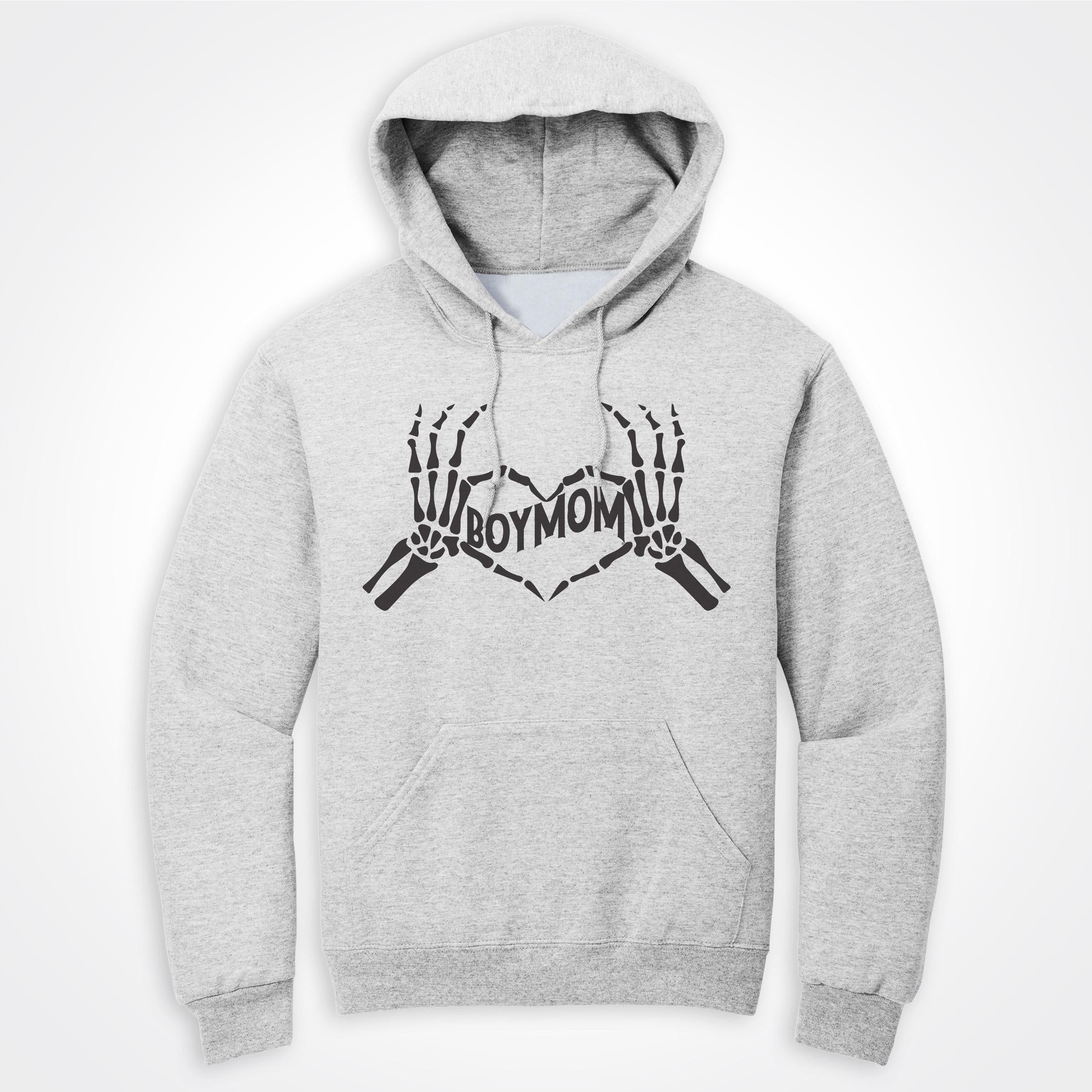 Boymom Skeleton Heart Hoodie Heather Ash