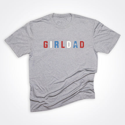 Girldad® Red White & Blue Star on Heather Grey Tee