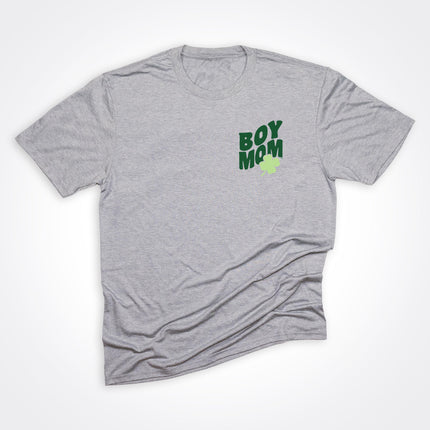 Boymom® 4 Leaf Clover on Heather Grey Tee, Boy Mom Gift