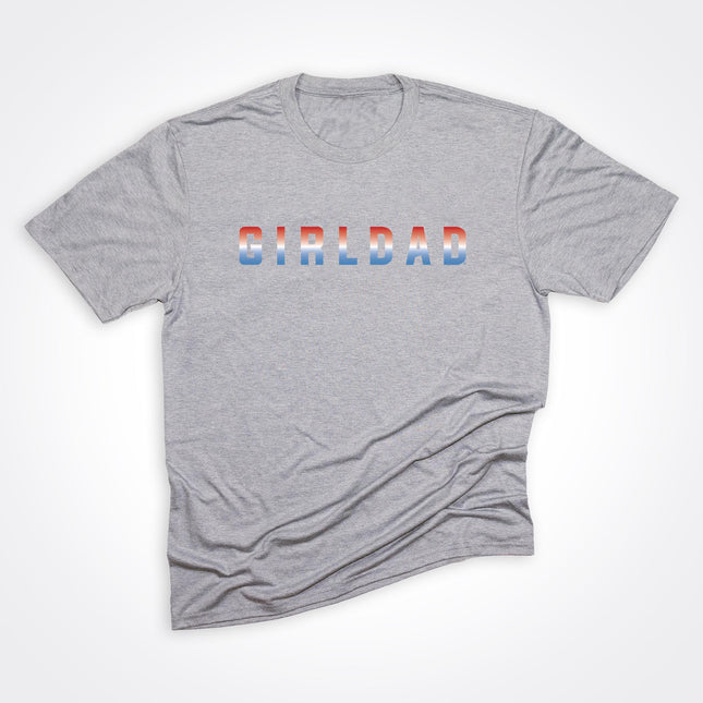 Girldad® Red White & Blue Gradation on Heather Grey Tee