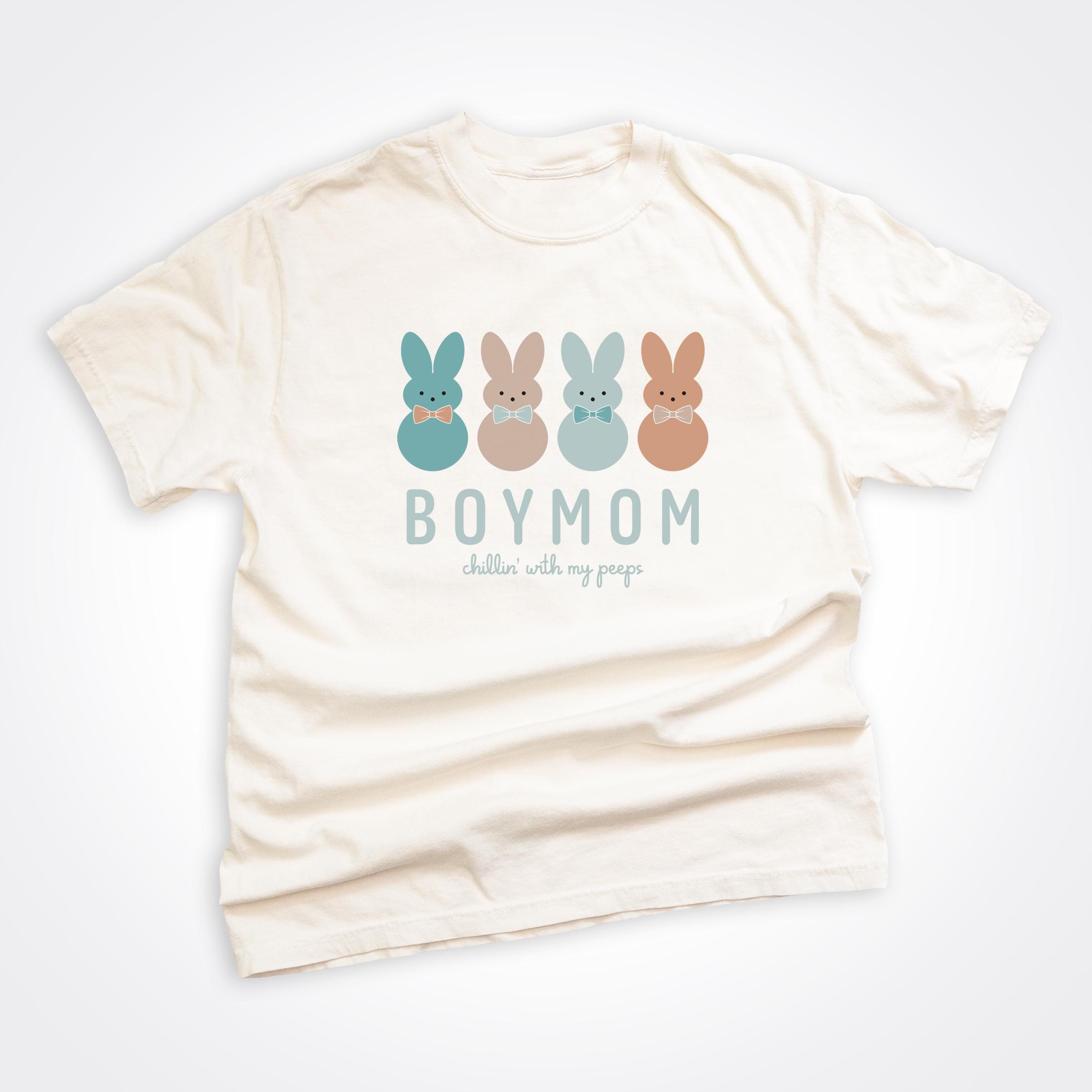 Boymom® Chillin' with my Peeps Blue Tones on Natural Heavyweight Tee