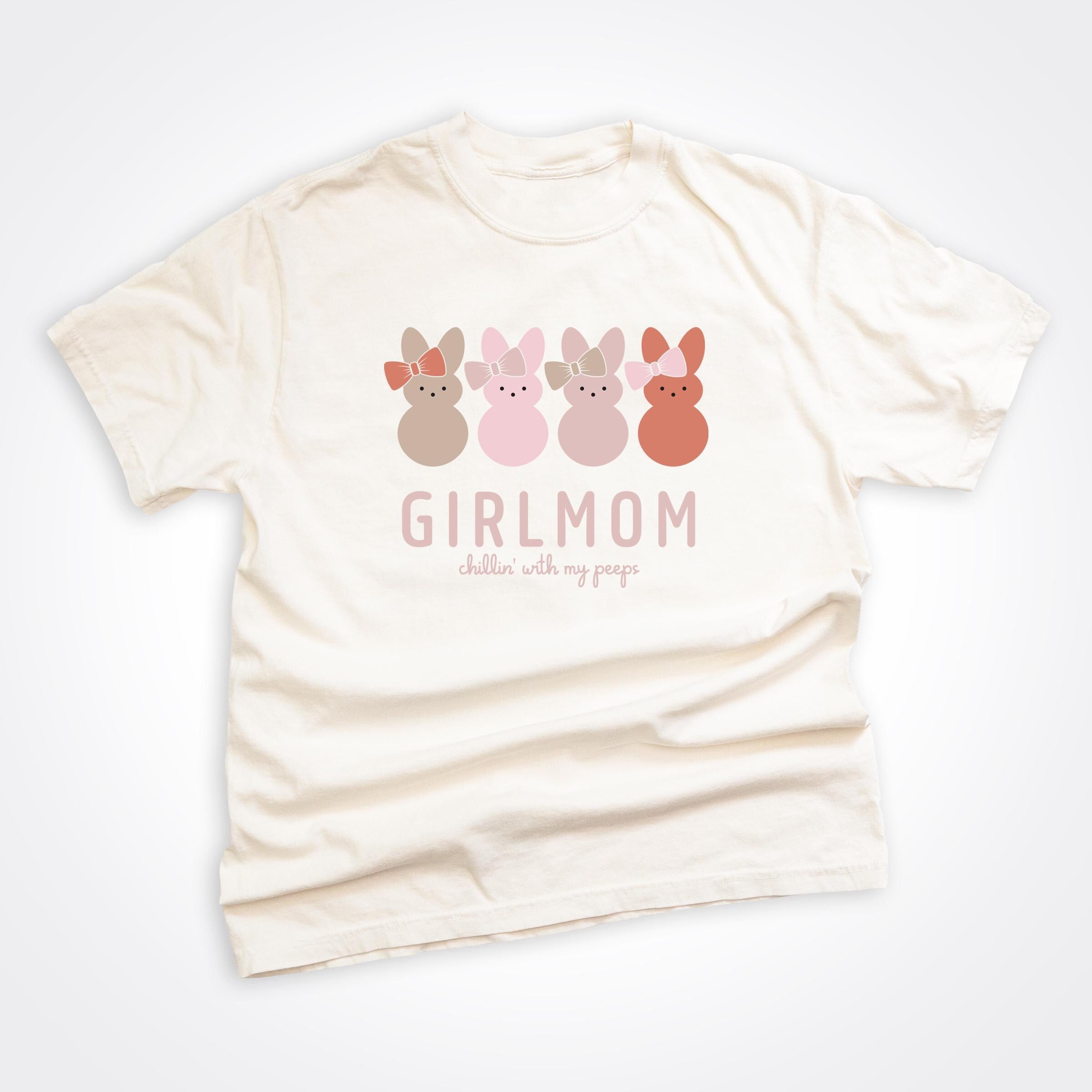 Girlmom® Chillin' with my Peeps Pink Tones on Natural Heavyweight Tee
