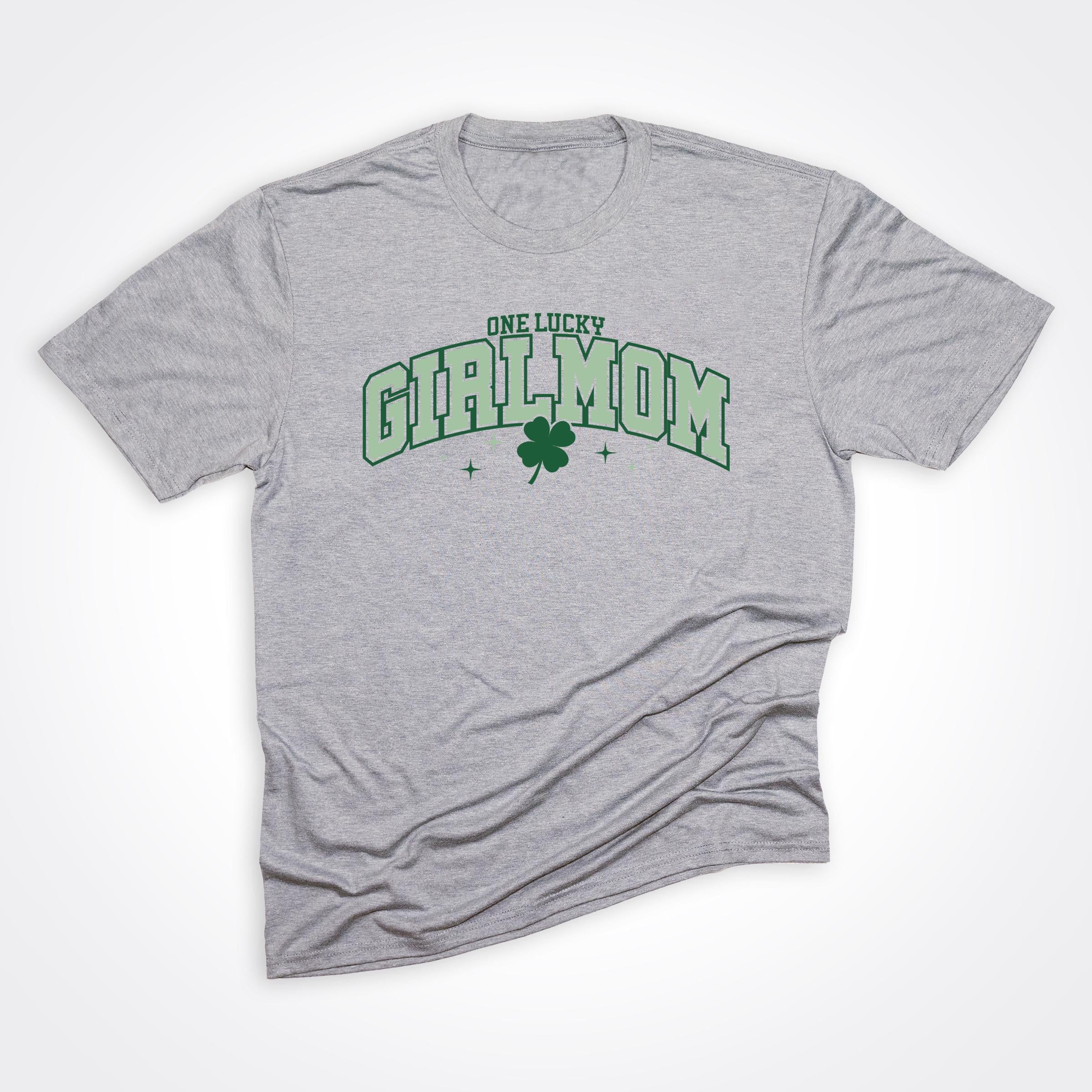 Lucky Girlmom® on Heather Grey Tee