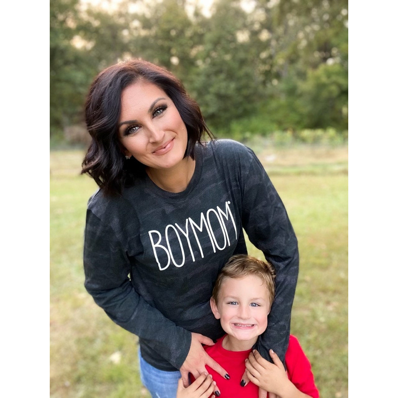Tall Boymom Black Camo Long Sleeve Tee