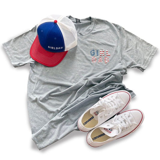 GirlDad Stars & Stripes Stacked Logo Tee