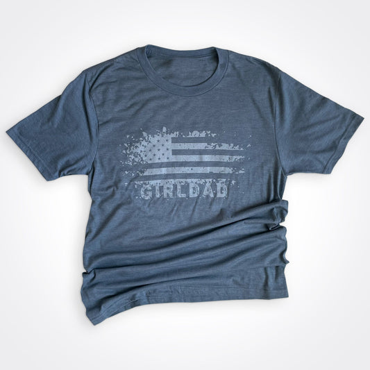 GirlDad USA Distressed Flag Tee