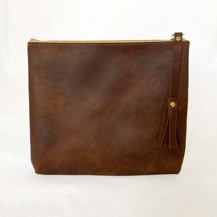 GirlMom Leather Pouch Script  Large