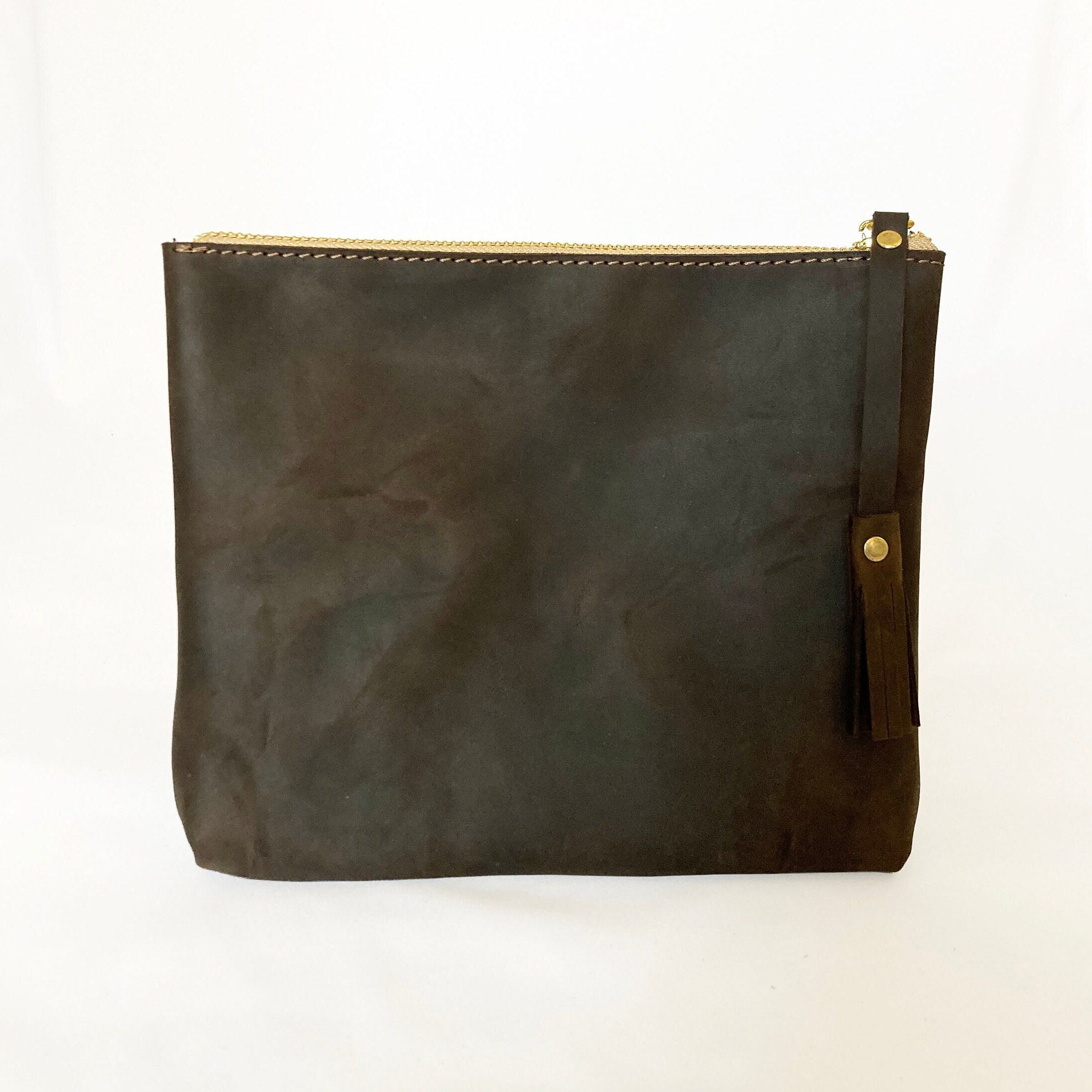 GirlMom Leather Pouch Script  Large