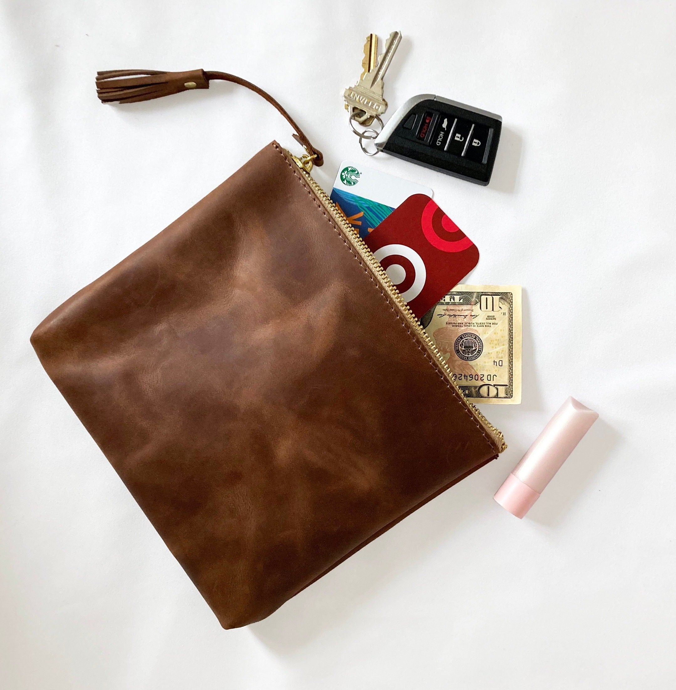 GirlMom Leather Pouch Script  Large