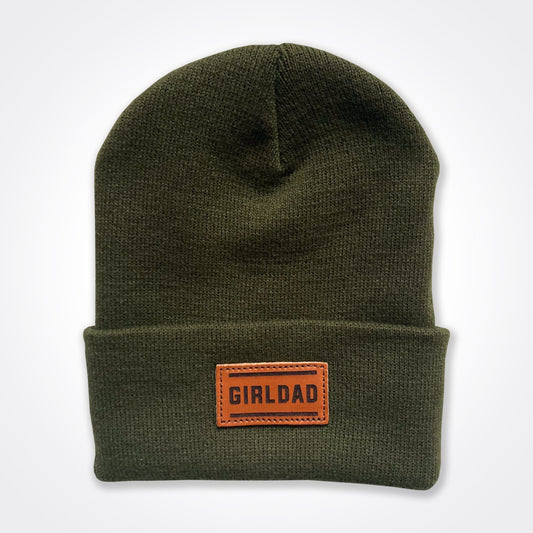 GirlDad Leather Patch Beanie