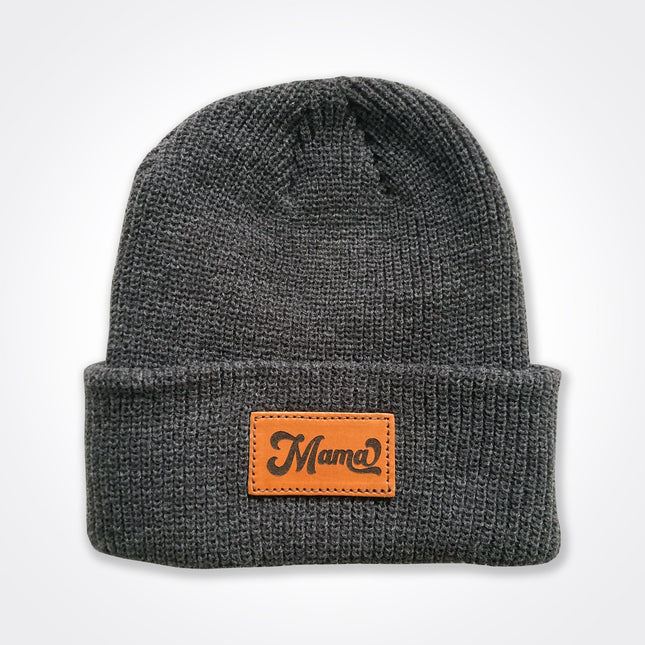 Mama Leather Patch Beanie