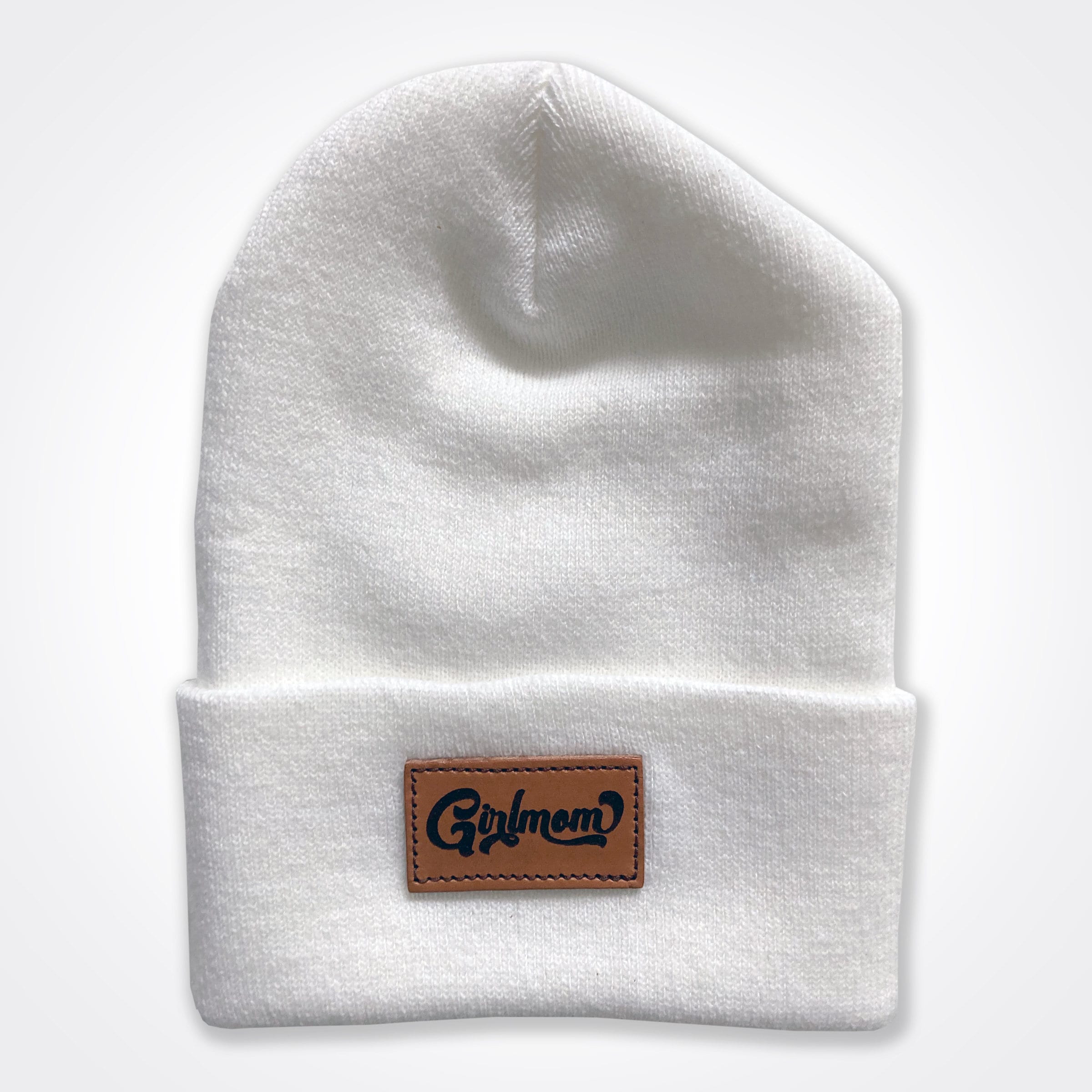 GirlMom Retro Leather Patch Beanie
