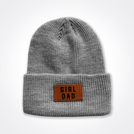GirlDad Leather Patch Beanie