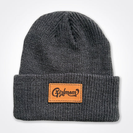 GirlMom Leather Patch Beanie