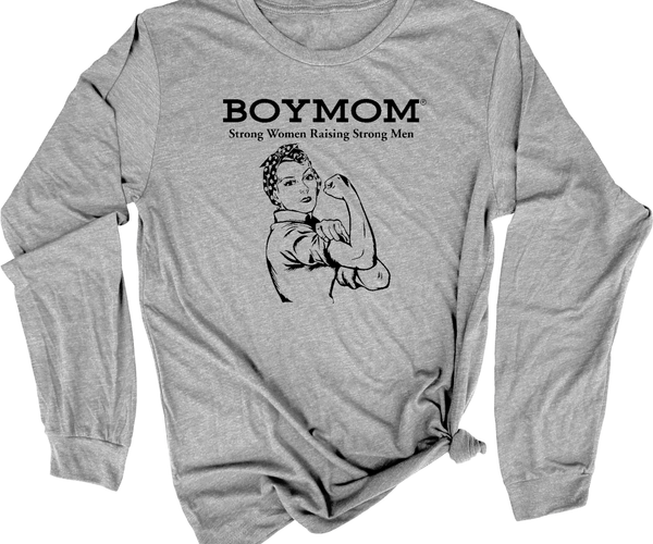 T-shirt Femme Boymom Fighting Bad Guys – Taille M, Gris, Manches Courtes, Motif Super-héros – Occasion Bon état