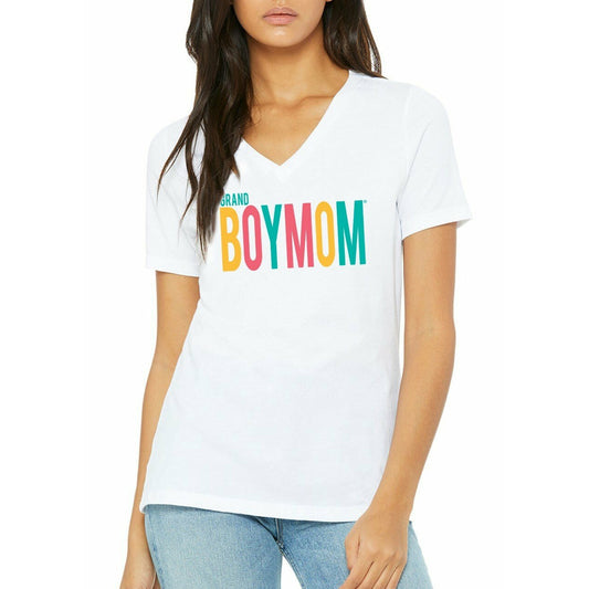 GRAND Boymom  White Tropical V-Neck
